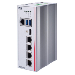 Axiomtek iNA110 DIN-rail Fanless Cybersecurity Gateway, Intel Atom E3930/E3940, 4 LAN with LAN Bypass